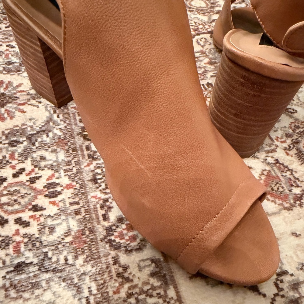 Steve Madden Tan Open-Toe Ankle Booties - Picture 6 of 7